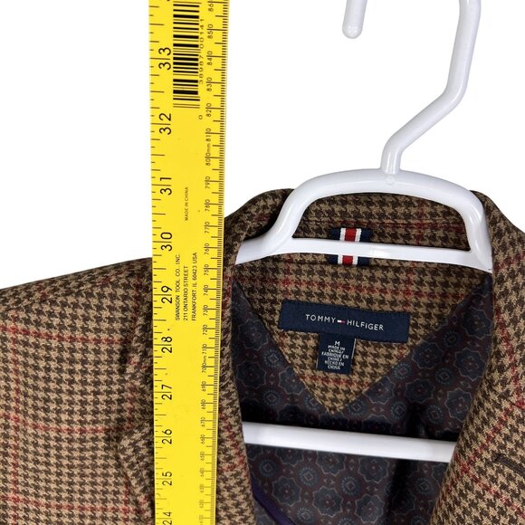 Tommy Hilfiger Mens M Wool Blend Houndstooth Blazer Suede Elbow Patches Timeless - Picture 10 of 16
